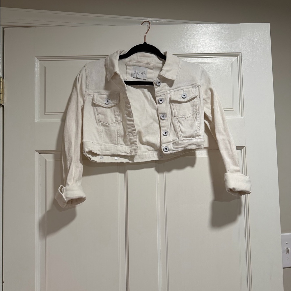 dELiA*s Cream Cropped Jean Jacket